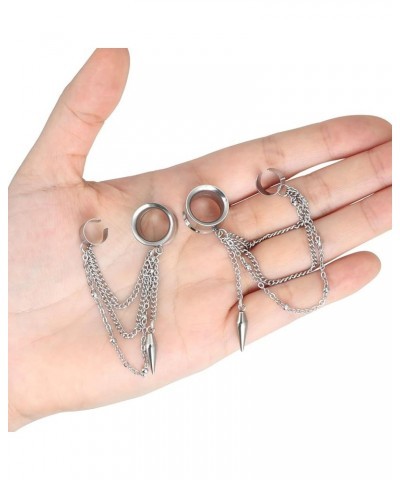 Stainless Steel Dangle Cross Ear Tunnels Chain Huggie Hoop Earrings Gauges 2G-5/8 inch silver cone, 0g(8mm) $5.59 Body Jewelry