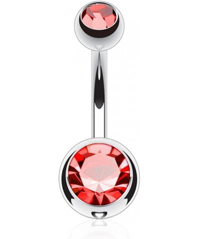 14G G23 Solid Titanium Double Gem Ball Naval Belly Button Ring 1/2" (12mm), 5 & 8mm, Red $11.79 Body Jewelry