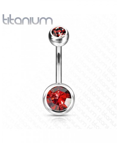 14G G23 Solid Titanium Double Gem Ball Naval Belly Button Ring 1/2" (12mm), 5 & 8mm, Red $11.79 Body Jewelry