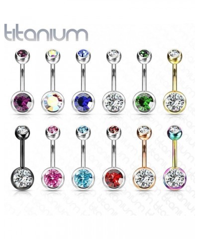 14G G23 Solid Titanium Double Gem Ball Naval Belly Button Ring 1/2" (12mm), 5 & 8mm, Red $11.79 Body Jewelry