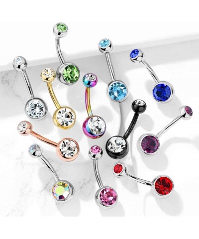 14G G23 Solid Titanium Double Gem Ball Naval Belly Button Ring 1/2" (12mm), 5 & 8mm, Red $11.79 Body Jewelry