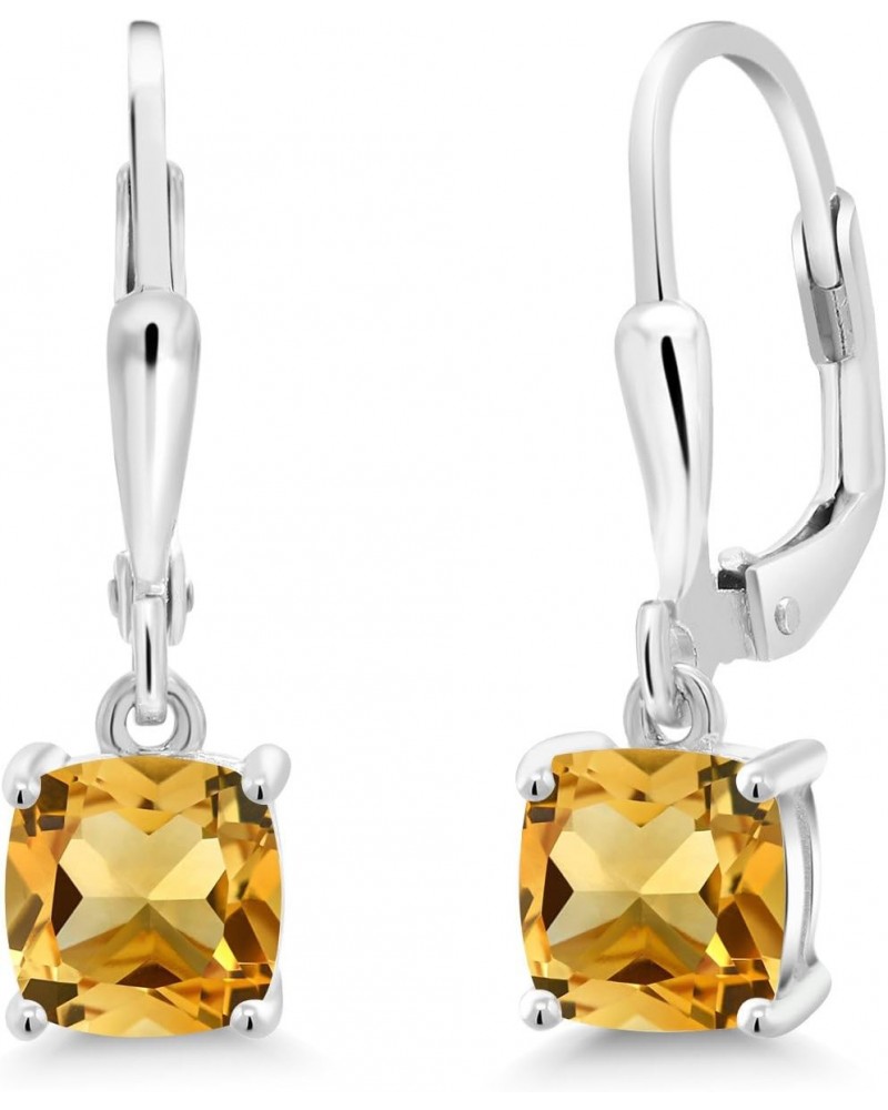 925 Sterling Silver Yellow Citrine Dangle Earrings For Women (1.86 Cttw, Gemstone November Birthstone, Cushion 6MM) $23.52 Ea...