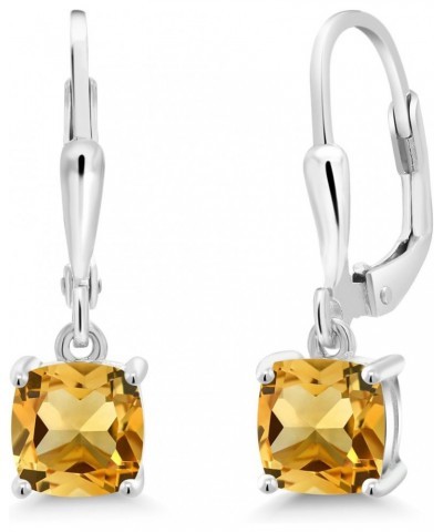 925 Sterling Silver Yellow Citrine Dangle Earrings For Women (1.86 Cttw, Gemstone November Birthstone, Cushion 6MM) $23.52 Ea...