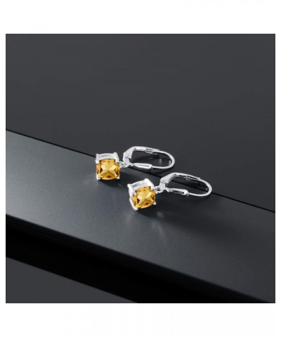 925 Sterling Silver Yellow Citrine Dangle Earrings For Women (1.86 Cttw, Gemstone November Birthstone, Cushion 6MM) $23.52 Ea...