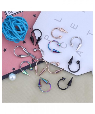 16g Stainless Steel Long Spike Nose Septum Rings Horseshoe Hoop Labret Ring 10mm 12mm 12pcs 12mm $9.17 Body Jewelry