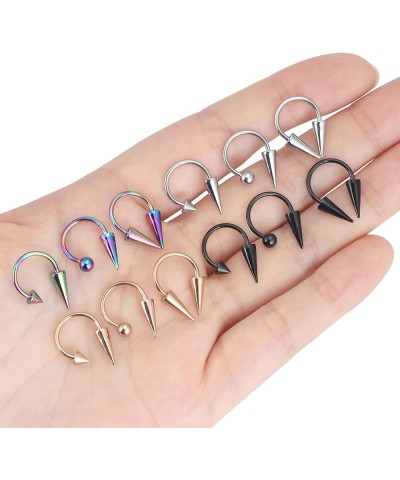 16g Stainless Steel Long Spike Nose Septum Rings Horseshoe Hoop Labret Ring 10mm 12mm 12pcs 12mm $9.17 Body Jewelry