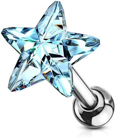 Star Crystal Top 316L Surgical Steel Cartilage, Tragus Barbell Stud Lt. Blue $10.19 Body Jewelry