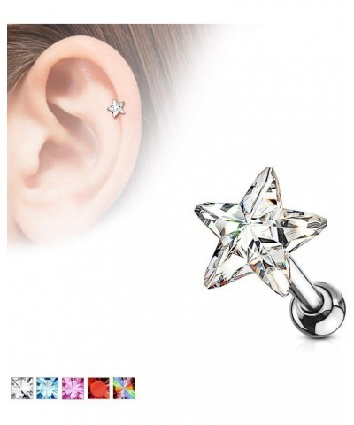 Star Crystal Top 316L Surgical Steel Cartilage, Tragus Barbell Stud Lt. Blue $10.19 Body Jewelry