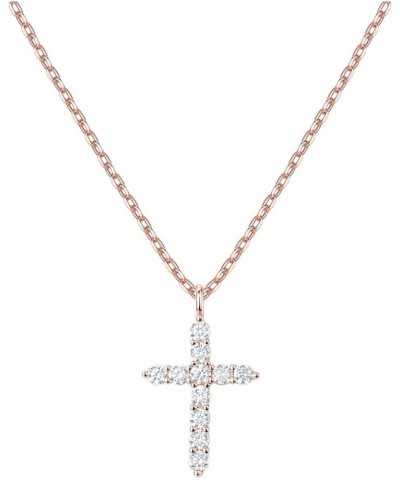 14K Gold Plated Cubic Zirconia Cross Necklace for Women | Cross Faith Pendant Necklaces 14K Gold Plated Rose Gold $16.10 Neck...