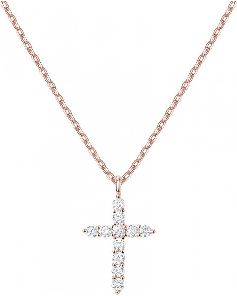 14K Gold Plated Cubic Zirconia Cross Necklace for Women | Cross Faith Pendant Necklaces 14K Gold Plated Rose Gold $16.10 Neck...