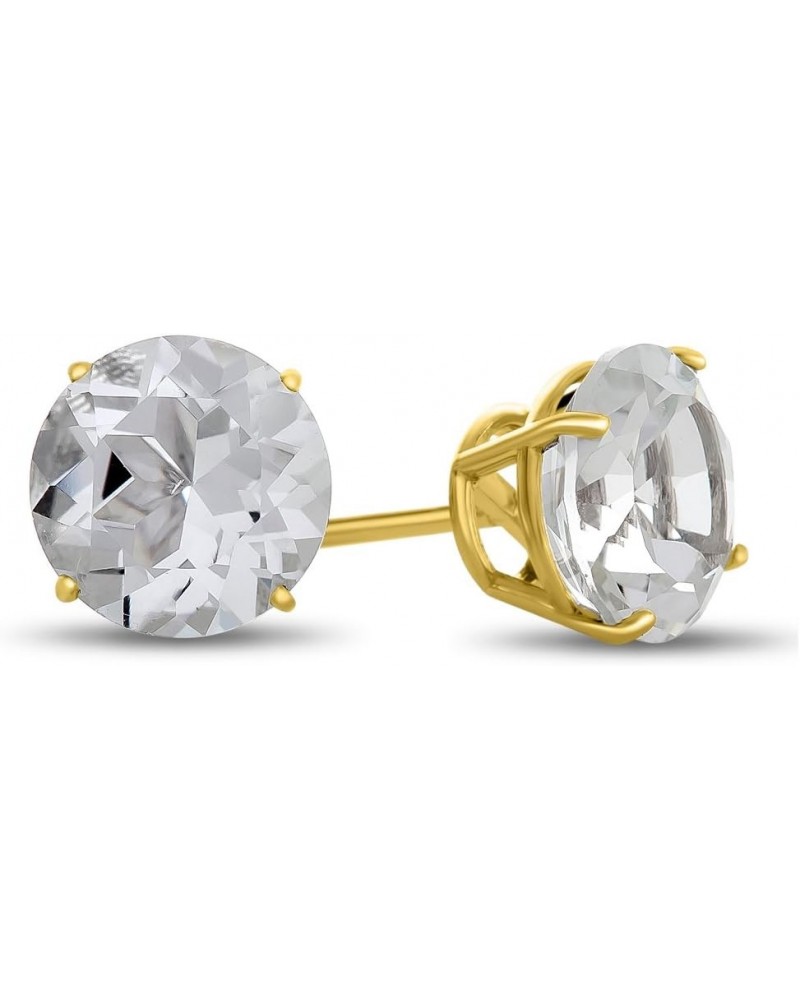 Solid 10k Gold or Sterling Silver Round 7mm Stone Stud Earrings Moissanite Yellow Gold $55.80 Earrings