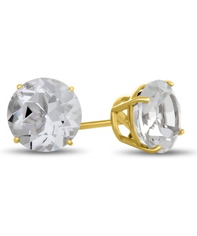 Solid 10k Gold or Sterling Silver Round 7mm Stone Stud Earrings Moissanite Yellow Gold $55.80 Earrings