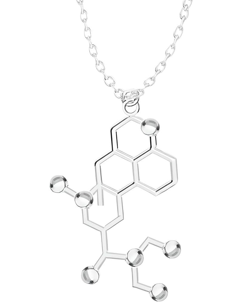 925 Sterling Silver Happiness Serotonin Molecule Necklace For Women - 14K Yellow Gold Science Necklaces Testosterone Pendant ...