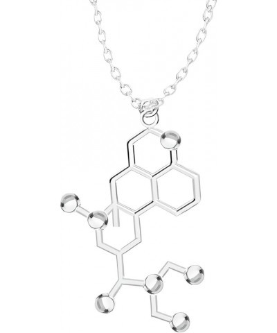 925 Sterling Silver Happiness Serotonin Molecule Necklace For Women - 14K Yellow Gold Science Necklaces Testosterone Pendant ...