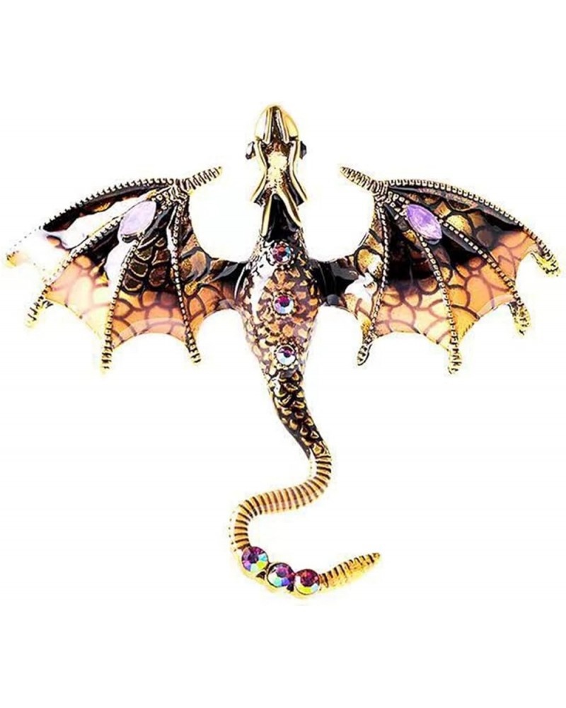 Fashion Brooch Vintage Oil-dripping Flying Dragon Rhinestone Cartoon Enamel Animal Shape Men Women Clothing Hat Bag Lapel Pin...