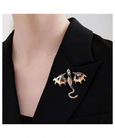 Fashion Brooch Vintage Oil-dripping Flying Dragon Rhinestone Cartoon Enamel Animal Shape Men Women Clothing Hat Bag Lapel Pin...