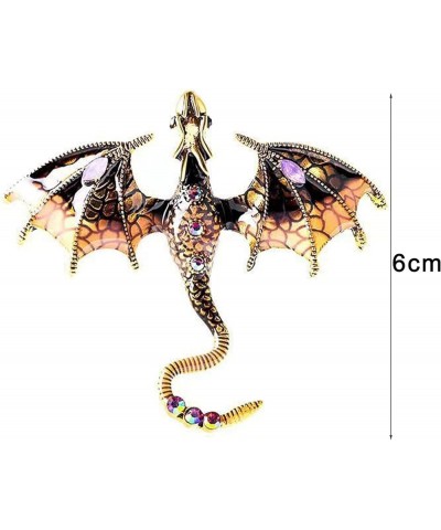 Fashion Brooch Vintage Oil-dripping Flying Dragon Rhinestone Cartoon Enamel Animal Shape Men Women Clothing Hat Bag Lapel Pin...