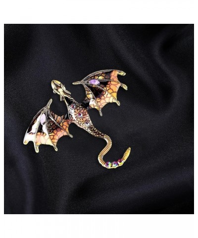 Fashion Brooch Vintage Oil-dripping Flying Dragon Rhinestone Cartoon Enamel Animal Shape Men Women Clothing Hat Bag Lapel Pin...