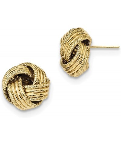 Polished Textured Triple Love Knot Earrings in Real 14k Gold Yellow Gold - 14mm $94.38 Earrings