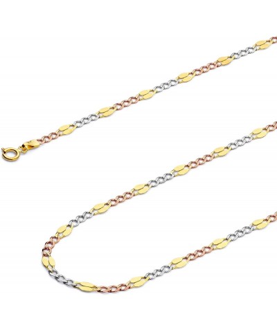 14K Solid Gold Stamped Figaro Chains (Select Options) 22 Inches Tri Color Gold $165.12 Necklaces