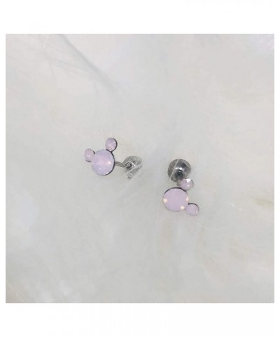 Mickey mouse stud earrings piercing 20G tiny CZstud piercing earring screw back ball Pinkopal $10.15 Earrings