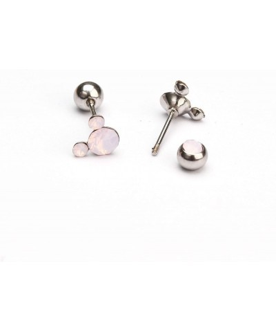 Mickey mouse stud earrings piercing 20G tiny CZstud piercing earring screw back ball Pinkopal $10.15 Earrings