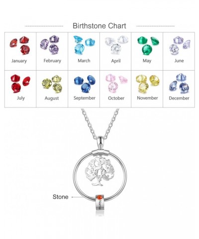 Personalized Tree of Life Necklace for Mom with 1-5 Simulated Birthstones Engraved Charm Bead Pendant Customized Family Name ...