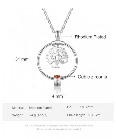 Personalized Tree of Life Necklace for Mom with 1-5 Simulated Birthstones Engraved Charm Bead Pendant Customized Family Name ...