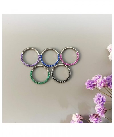 Septum Jewelry Daith Earring Opal CZ 16G 18G 20G 316L Surgical Steel Hinged Segment Nose Ring Hoop Septum Clicker Helix Carti...