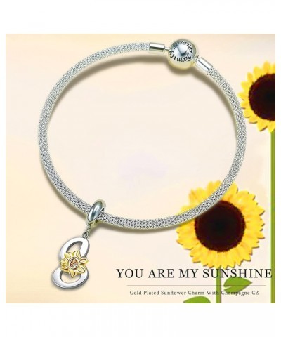 Stainless Steel A-Z Letter Charms For Bracelets Sunflower Alphabet Initial Beads Jewelry Birthday Christams Gifts For Women G...