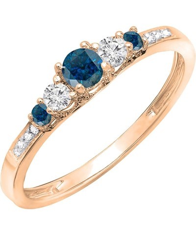 0.35 Carat (ctw) Round Blue and White Diamond Five Stone Engagement Ring for Women in Gold 4.5 14k: Metal Stamp Rose Gold $13...