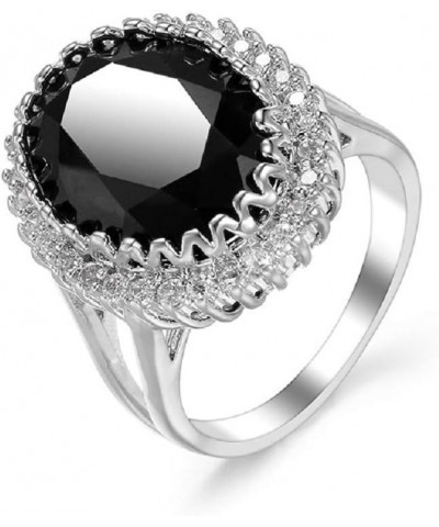 8.8Ct Black Zirconia Oval Cut Cocktail Ring for Women Big Black Onyx Stone Gemstone Birthstone Ring (US code 8) US code 7 $11...