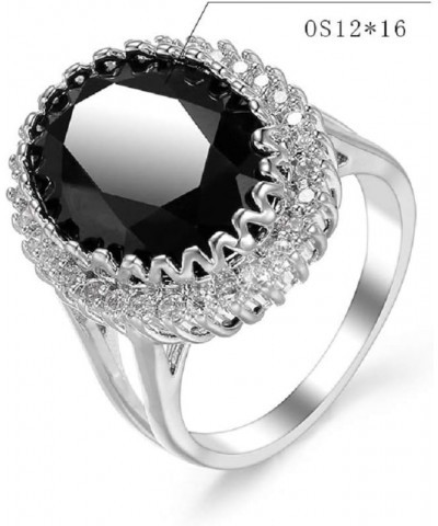 8.8Ct Black Zirconia Oval Cut Cocktail Ring for Women Big Black Onyx Stone Gemstone Birthstone Ring (US code 8) US code 7 $11...