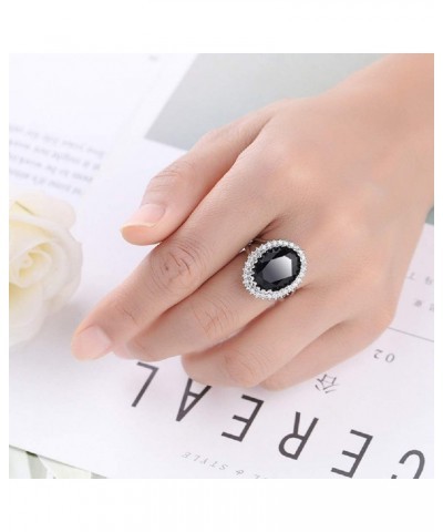 8.8Ct Black Zirconia Oval Cut Cocktail Ring for Women Big Black Onyx Stone Gemstone Birthstone Ring (US code 8) US code 7 $11...