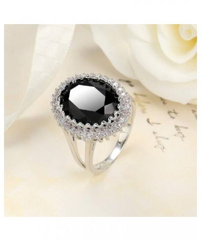 8.8Ct Black Zirconia Oval Cut Cocktail Ring for Women Big Black Onyx Stone Gemstone Birthstone Ring (US code 8) US code 7 $11...