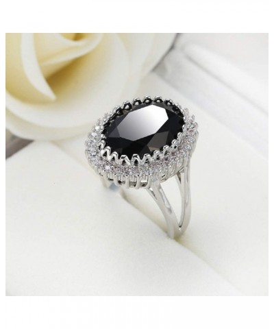 8.8Ct Black Zirconia Oval Cut Cocktail Ring for Women Big Black Onyx Stone Gemstone Birthstone Ring (US code 8) US code 7 $11...