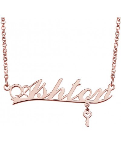 Stainless Steel Chain Rose Gold Pendant Customized Plate Personalized Name Necklace Ashton $22.61 Necklaces