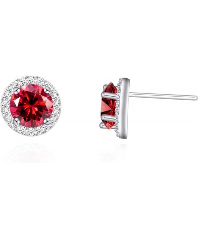 Bright 8MM,10MM Cubic Zirconia Crystal Stud Earrings Round Pierced Earrings For Women Girls 8MM-Red $9.27 Earrings