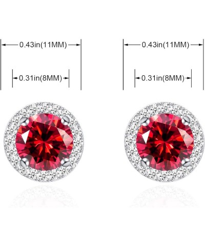 Bright 8MM,10MM Cubic Zirconia Crystal Stud Earrings Round Pierced Earrings For Women Girls 8MM-Red $9.27 Earrings