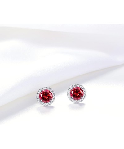 Bright 8MM,10MM Cubic Zirconia Crystal Stud Earrings Round Pierced Earrings For Women Girls 8MM-Red $9.27 Earrings