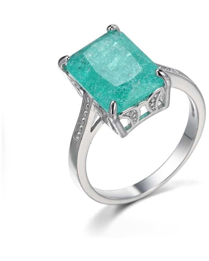 925 Sterling Silver Simulated Green Emerald Princess Cut Cubic Zirconia CZ Ring Cocktail Statement Engagement Ring for Women ...