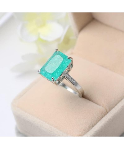 925 Sterling Silver Simulated Green Emerald Princess Cut Cubic Zirconia CZ Ring Cocktail Statement Engagement Ring for Women ...