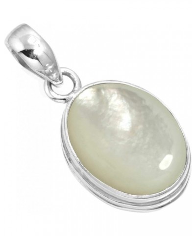 925 Sterling Silver Handmade Pendant for Women 12x16 Oval Gemstone Fashion Jewelry for Gift (99541_P) Mother Of Pearl $23.09 ...