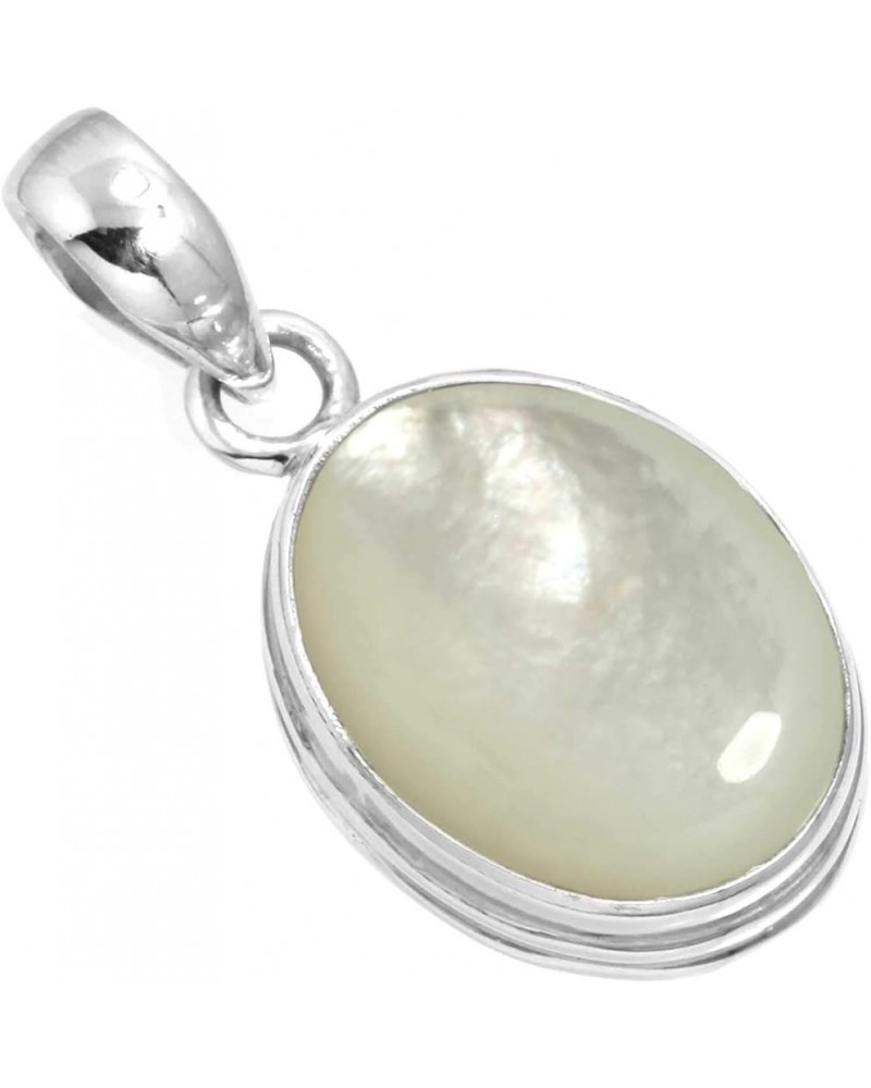 925 Sterling Silver Handmade Pendant for Women 12x16 Oval Gemstone Fashion Jewelry for Gift (99541_P) Mother Of Pearl $23.09 ...