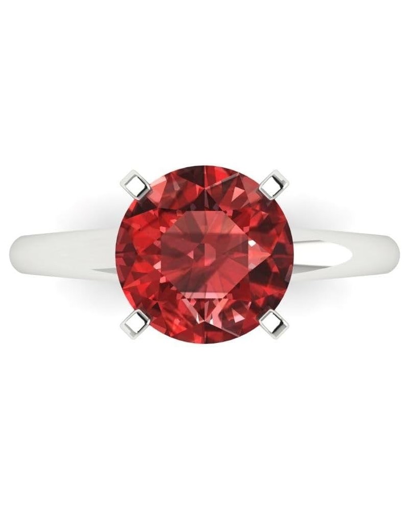 2.50ct Round Cut Solitaire Natural Garnet Engagement Bridal Promise Anniversary Ring in 14k White Gold $143.80 Rings