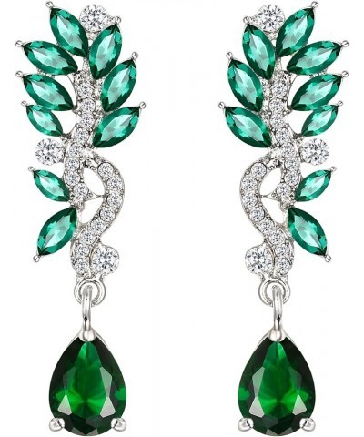 Women's Austrian Crystal Bridal Chandelier Teardrop Dangle Earrings Green Silver-Tone $8.61 Earrings