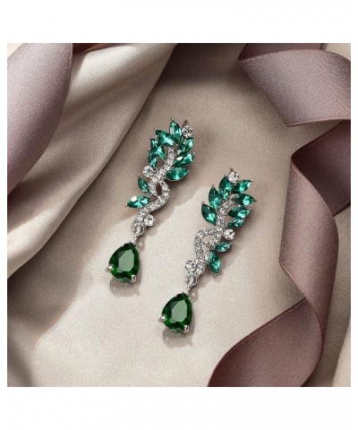 Women's Austrian Crystal Bridal Chandelier Teardrop Dangle Earrings Green Silver-Tone $8.61 Earrings