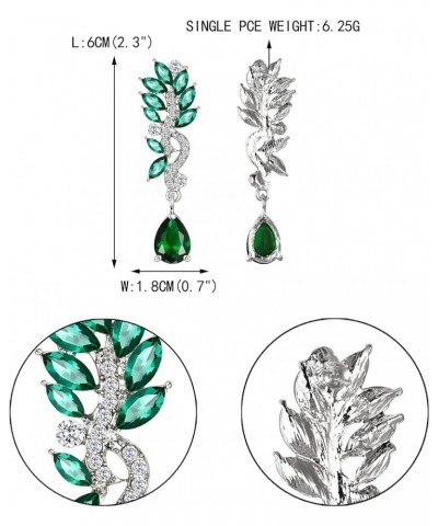 Women's Austrian Crystal Bridal Chandelier Teardrop Dangle Earrings Green Silver-Tone $8.61 Earrings