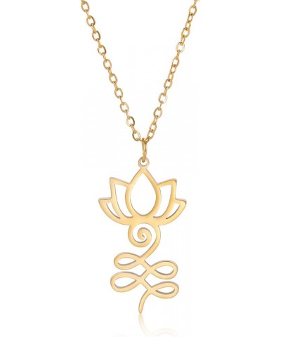 Lotus Unalome Necklace Stainless Steel Lotus Flower Yoga Symbol Drop Earrings Inspirational Buddhism Jewelry for Women Girls ...