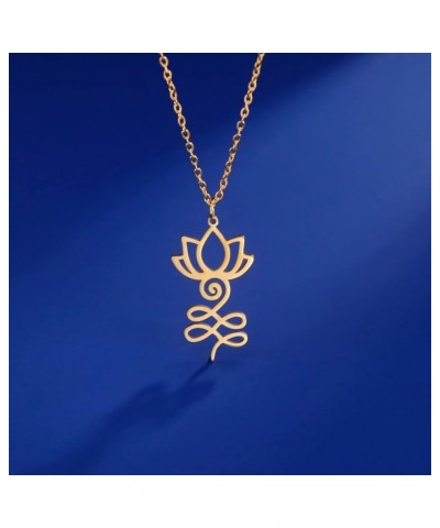 Lotus Unalome Necklace Stainless Steel Lotus Flower Yoga Symbol Drop Earrings Inspirational Buddhism Jewelry for Women Girls ...